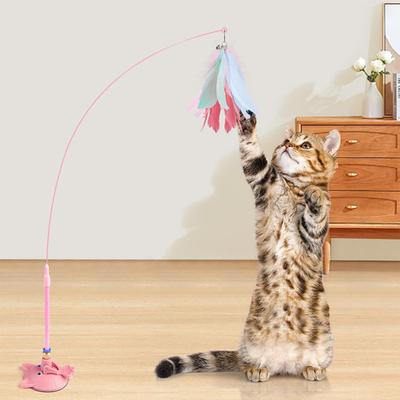 Jouet pour Chat à Secouer avec Ventouse Jouet Interactif pour Chat Bâtonnets à Verrouillage par Pression sur les Sols Jouet Canne à Pêche pour Chat Fil d'Acier Flexible Jouet Plume pour Chat