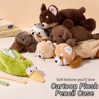 Cartoon Animal Pencil Case Plush Stationery Organizer Creative Pen Bag  Student