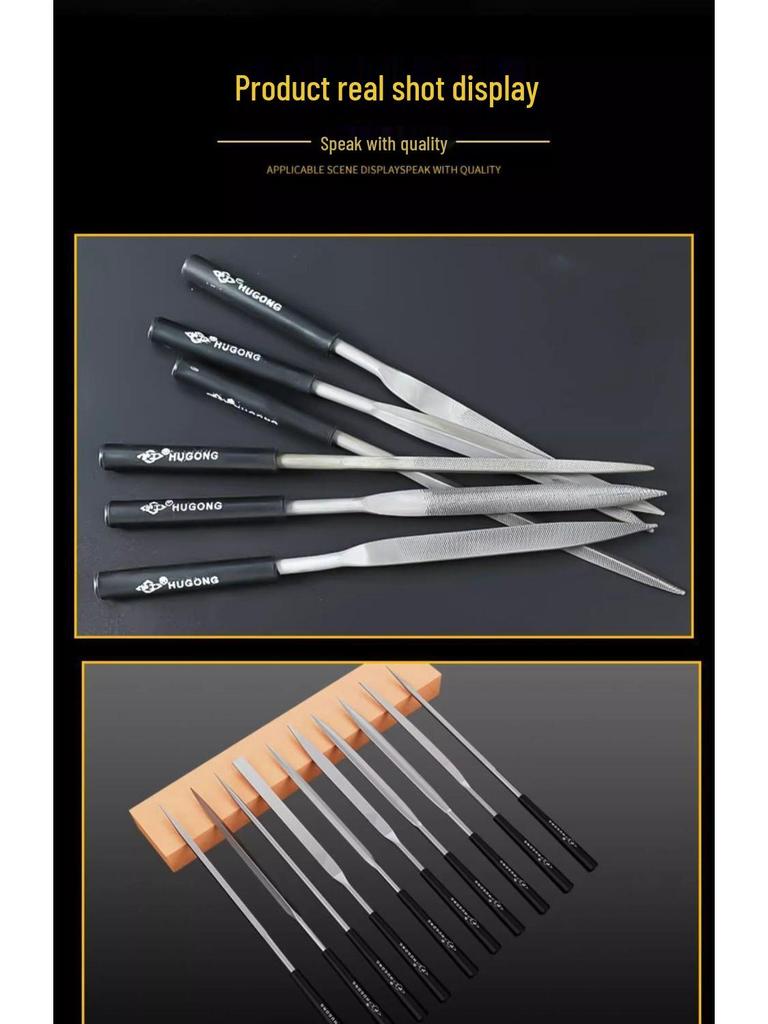 Diamond-Coated Assorted Woodworking and Metal Files Set: Flat, Half-Round, Triangular Shaping Tools