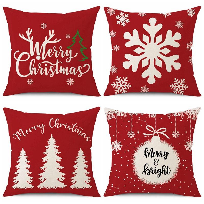 45cm Merry Christmas Cushion Cover Pillowcase 2025 Christmas Decorations for Home Ornament Happy New Year Christmas Decor 2026