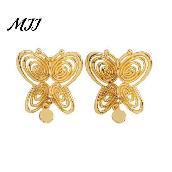 Pierced Ear Studs 1 Pair Stud Earrings Hollow Spiral Butterfly Design Drop Lightweight Stable Non-Slip Jewelry Accessory