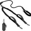 Double Dog Lead for 2 Dogs Reflective with Pet Poo Bags Retractable for Medium Large Dogs Walking Training