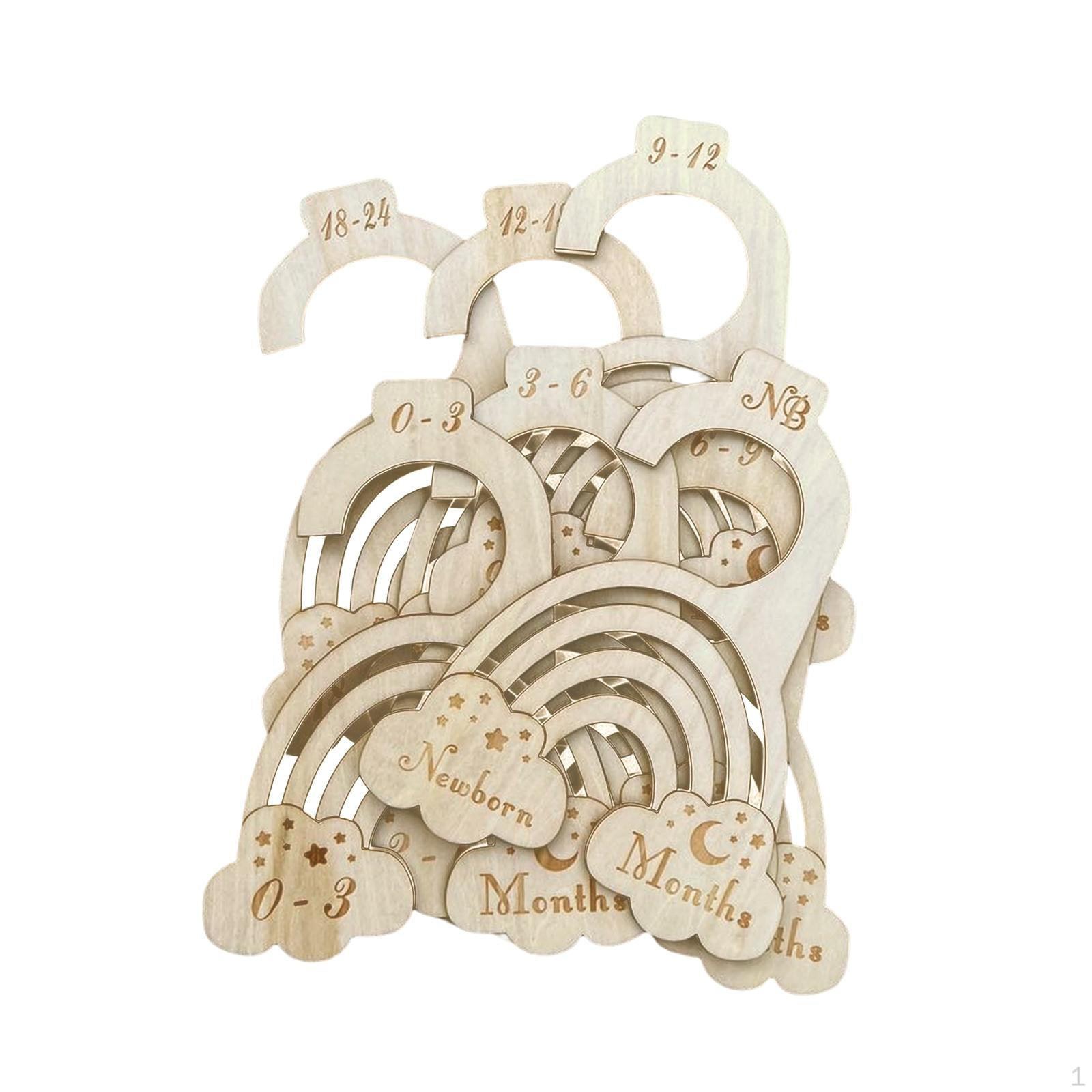 7 Piece Wooden Baby Clothes Organizer, Infant Wardrobe Dividers, Clothing Size Style D