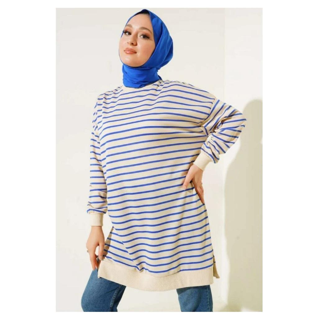 Hanorac cu dungi Hijab Tunica cu doua fire