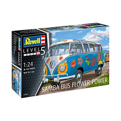 German Revell 1/24 Volkswagen T1 Samba Bus Flower Power Plastic Model 07050