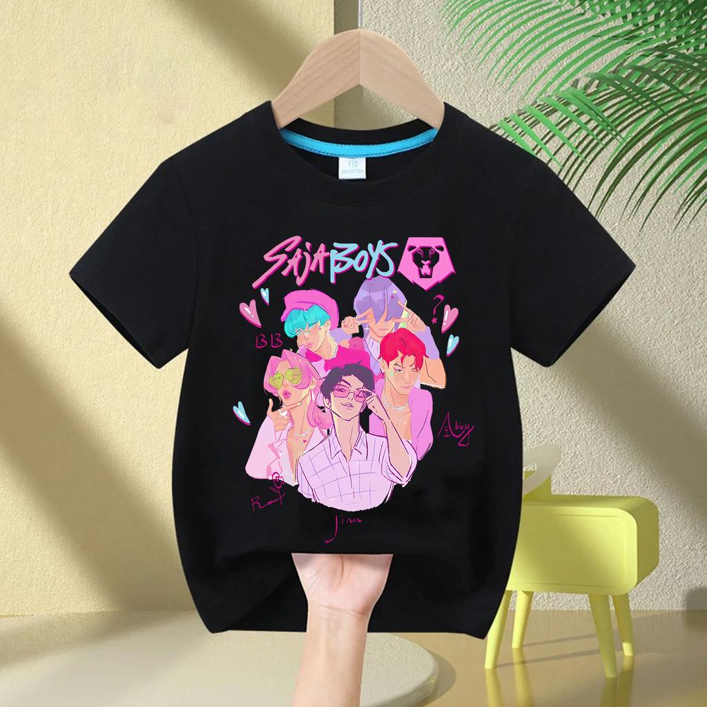 KPop Demon Hunters Kids T-shirt Movie Crew Neck Cartoon Boys Girls Tee Print Fashion Casual Tops Casual Baby Clothes
