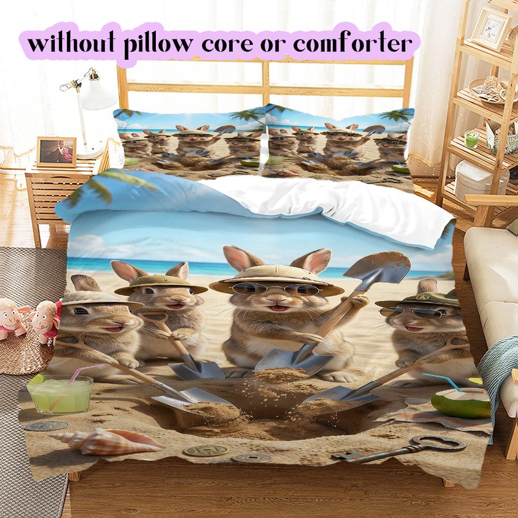 Animal Beach Vacation Pattern Bedding,Quilt Set Quilt Cover Pillowcase Home Birthday Gift (1*duvet cover+2*pillowcase,without core)