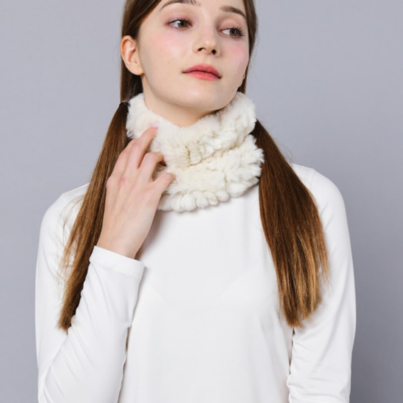 DOYOUKNOWMC 25FW Natural Rex Fur Ivory Neck Warmer