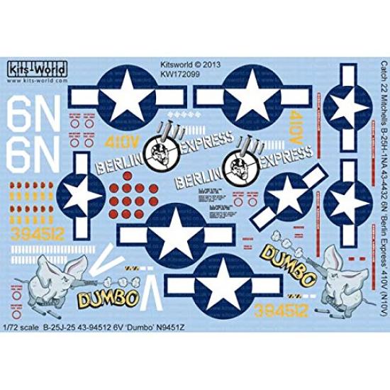

Platz KW172099 Армия США Mitchell Berlin Express DUMBO [1/72 B-25H/J Декаль]