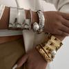 Ingemark Exaggerated Irregular Geometric Metal Chunky Spring Bangles Women Punk Wide Cuff Open Bracelet Unisex Steampunk Jewelry