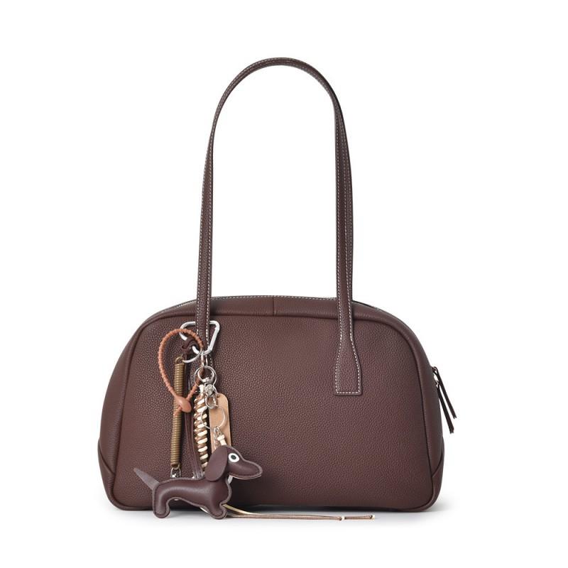 

Retro Luxury Bowling Bag Genuine Leather Work Commuter Handheld Shoulder Versatile Crossbody 33cmx10cmx24cm