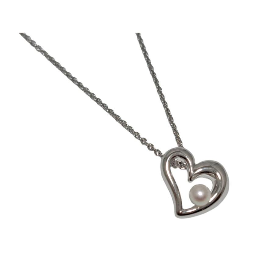 Used Like new Tasaki Pearl Heart Necklace Silver Pendant TASAKI Tasaki 3.7mm Tasaki Pearl Women's