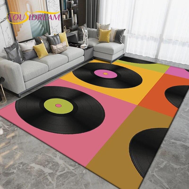 Classical Music Vintage Vinyl Record Area Rug Large,Carpet Rug for Living Room Bedroom Sofa,Kitchen Bathroom Non-slip Floor Mats