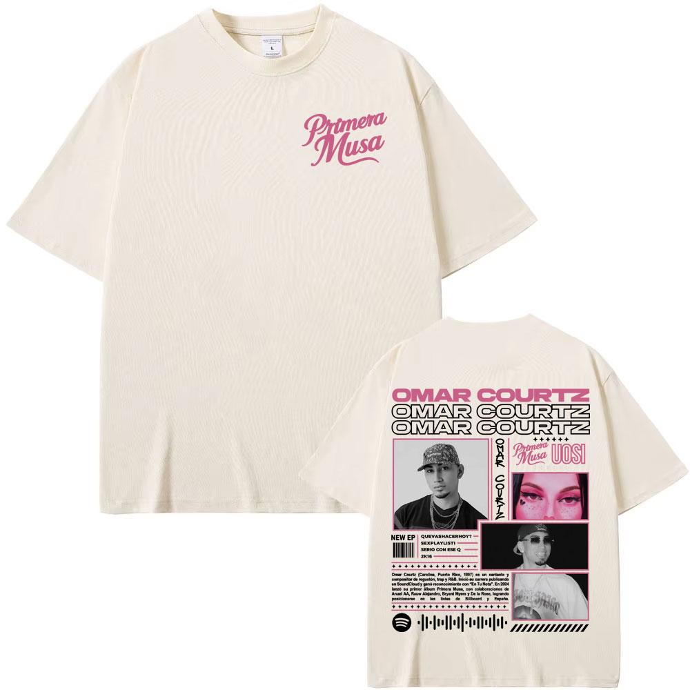 Omar Courtz Primera Musa Album Tour Merch T-Shirt, Men's, Harajuku Hip Hop Punk T-Shirt Oversized Men's Cotton T-Shirt