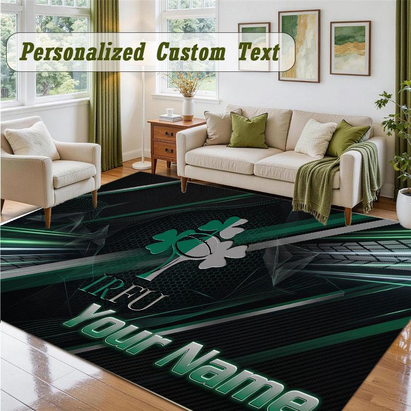 Crystal Velvet Square Rug Custom NameIreland Rugby Pattern Non Slip Home Floor Decor Rug