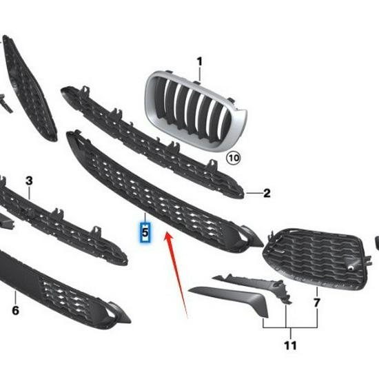 51118056939: BMW X3 F25 Front Bumper Grille Compatible