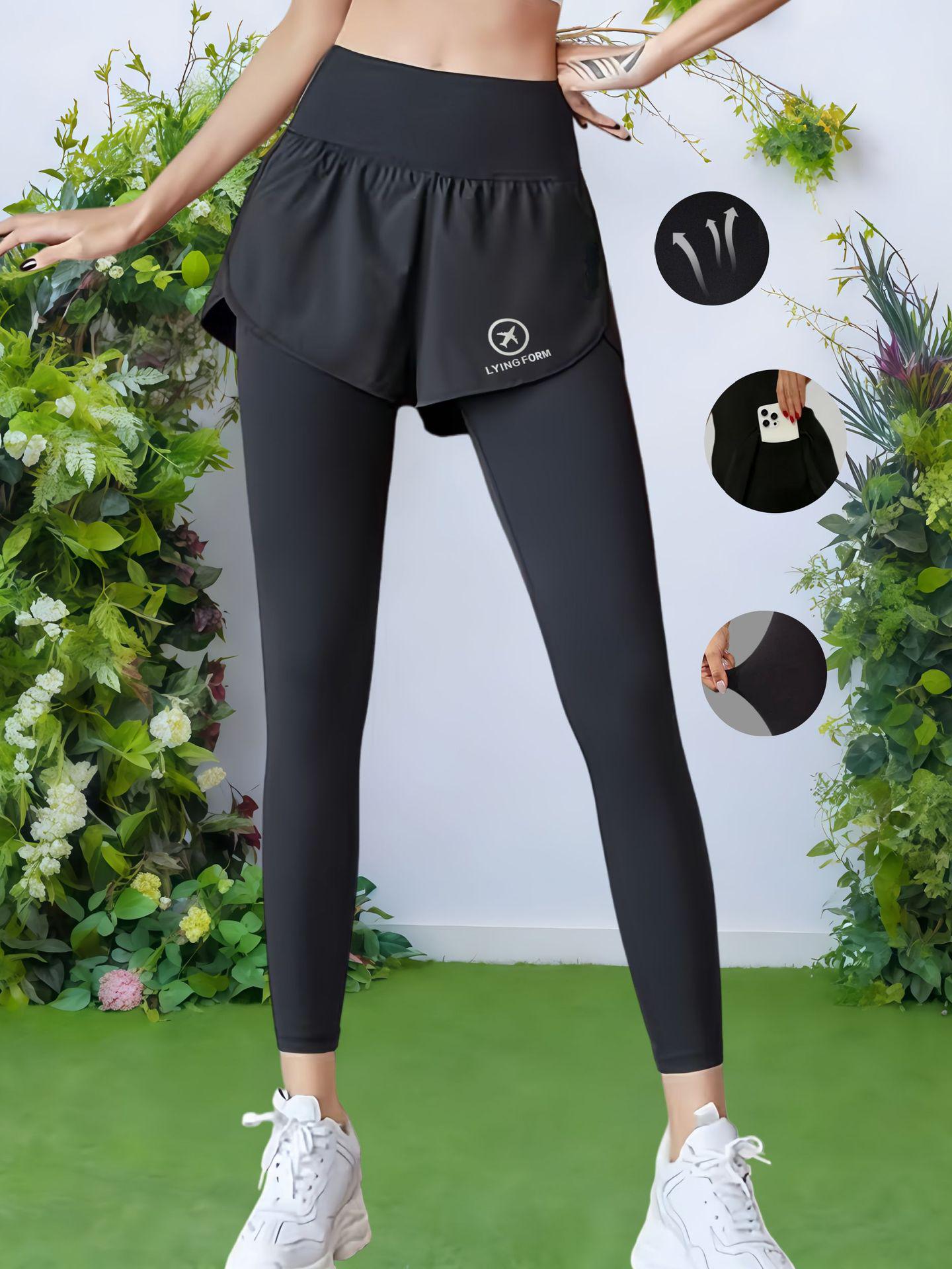 2-in-1 Butt Lifting High Waist Yoga & Running Leggings - Moisture Wicking & Compression S