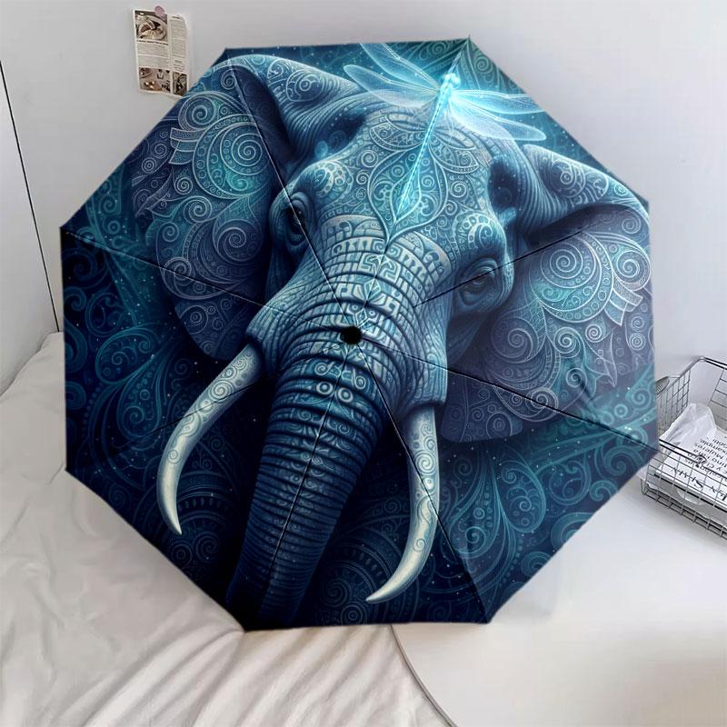 Mayan-styleanimals Pattern Pattern New Style Umbrella, 1 Piece Automatic Folding Umbrella, Portable Travel Umbrella, Outdoor Umbrella, Birthday Gift