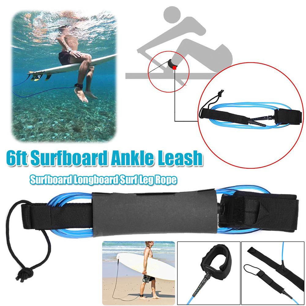 1.83m Surfboard Ankle Leash Surfing Elastic Stand Up Surfboard Longboard Leg Rope Short Board Traction Cord Leash