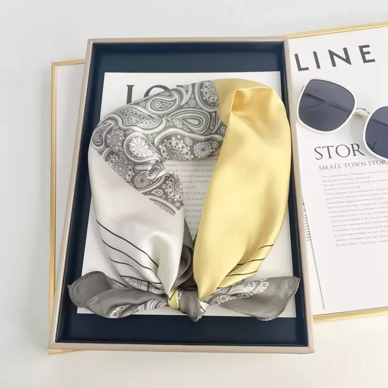 71 silk scarves, scarves, women's printed imitation silk scarves, women's spring and summer thin 71 small square scarves, easy to match, decorative an