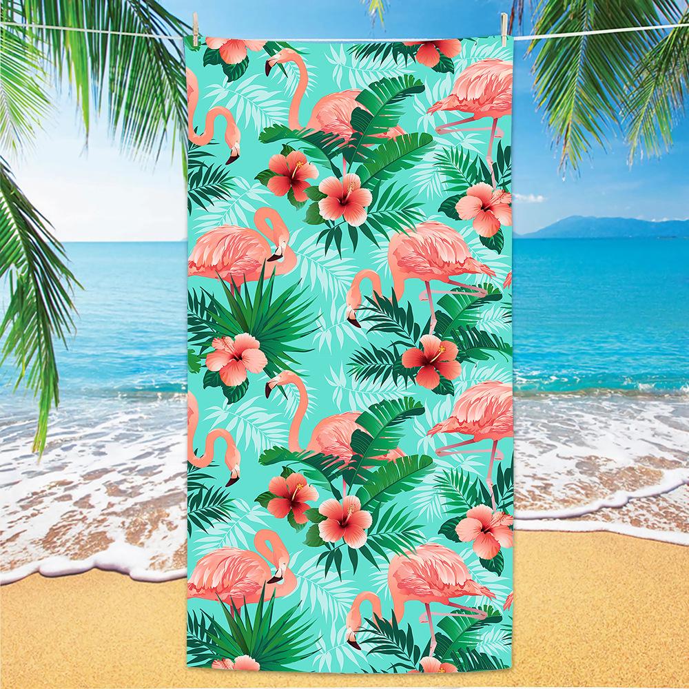 1pc Tropical Plant Flower Beach Towel, Quick Drying Absorbent Swimming Towel, Suitable for Sports, Camping, Yoga, Swimming