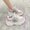 Women New Autumn Fashion Hidden Heels Sports Dad Shoes  Spring Platform  Leather Sneakers