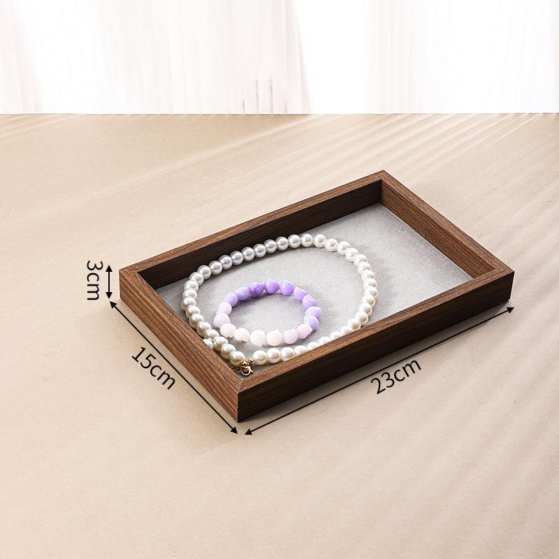 Shopping Mall Counter Jewelry Tray Display Walnut Box Flannel Jewelry Storage Large Capacity Ring Necklace Display Tray