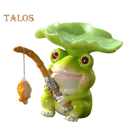 

Рыболовное животное, фигурка из смолы, мультяшное животное, скульптура, окрашенная рыбацкая статуэтка для аквариума, домашнего офиса, стола Frog