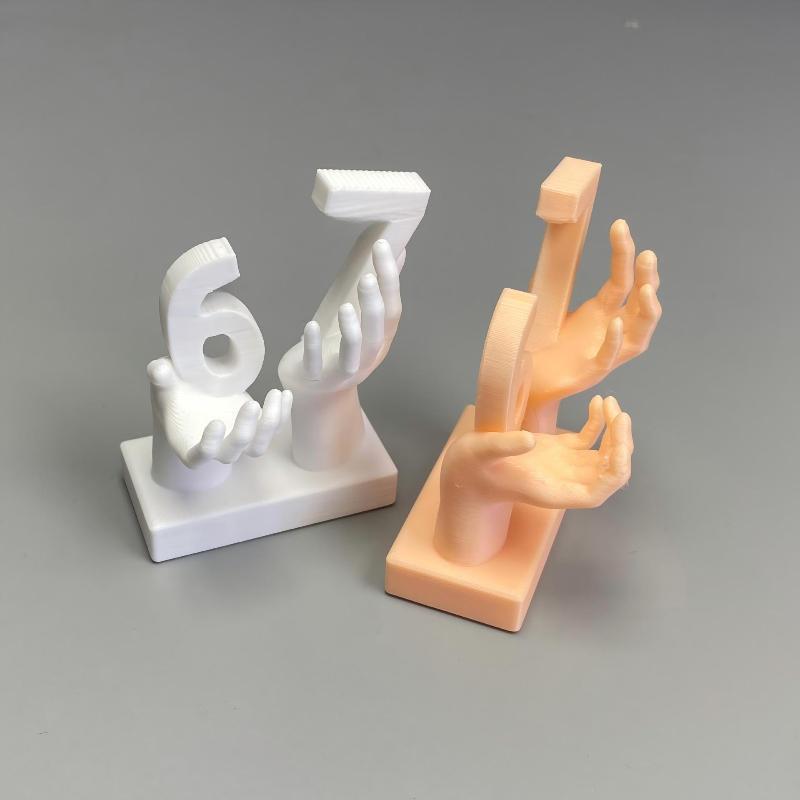 3D Printed 67 Hand Sculpture Creative Abstract Design Smooth Finish Ornament for Desk Living Room Office Home Decor