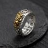 Pixiu Heart Sutra Ring, Unisex Trendy Engraved Six-Word Mantra Alloy Ring