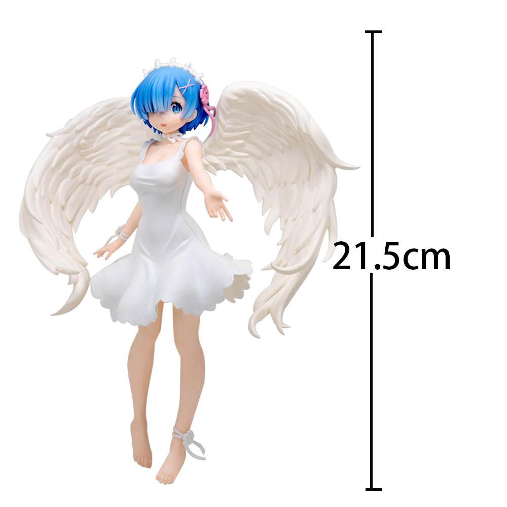 Anime Re:0 Figure Rem Action Figures PVC Angel Remu Figurine Desktop Ornaments White Angel Dress Remu Look Up Figure Toys Gifts