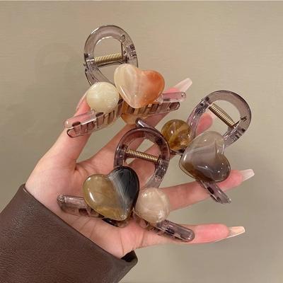Jelly Color Shark Clip Cute Clip Headdress Hair Accessories Women's All-match Love Hair Clip Back Head Curling Clip