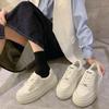 Mode 2024 Neue Leder frauen Weiß Casual Sneakers Atmungs Frau Vulkanisieren Sport Walking Laufen Plattform Wohnungen Schuhe Weiß