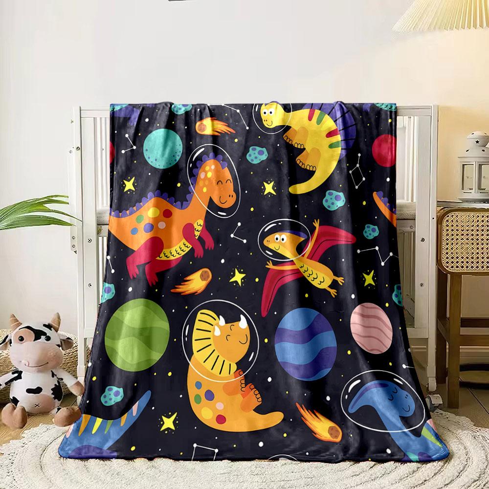 Space Dino Adventure print blanket soft and cozy perfect for the living room bed sofa or a nap,gift