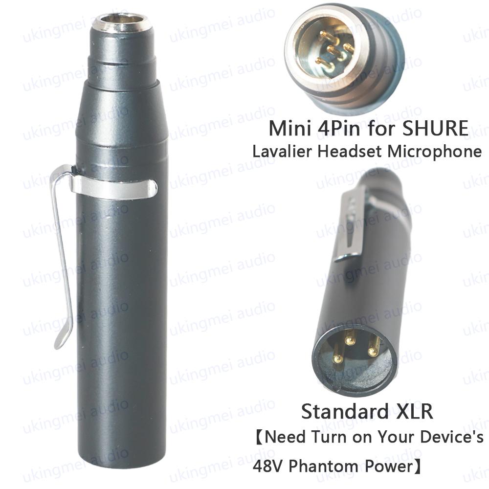 TA4F 4Pin Mini XLR To 3Pin Male XLR Adapter for Shure Condenser Lavalier Microphone Phantom Power 48V Connector Connect To Mixer