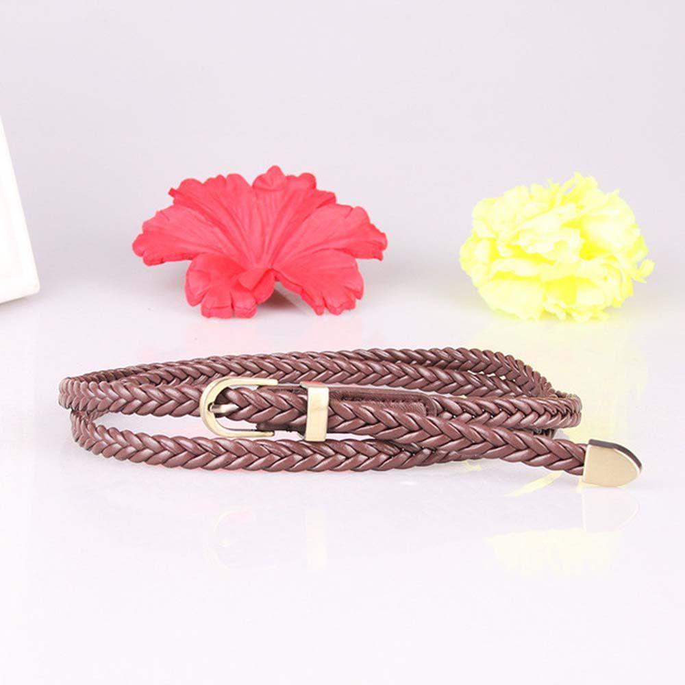 Thin Hand-woven Casual Retro Girls Waist Belt Braided Belts Pin Buckle Waistband