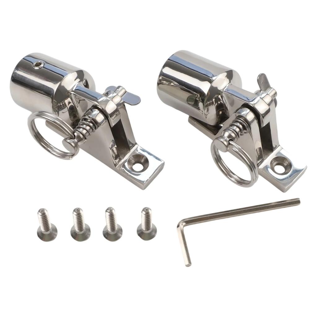 2 Pair of Deck Hinges with Quick Release Pins and Eye End Made from Marine Grade Stainless Steel for Bimini Tops