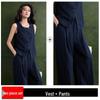 Apricot Linen Suit Vest & Wide-Leg Pants Set for Women - Spring/Summer Professional Two-Piece