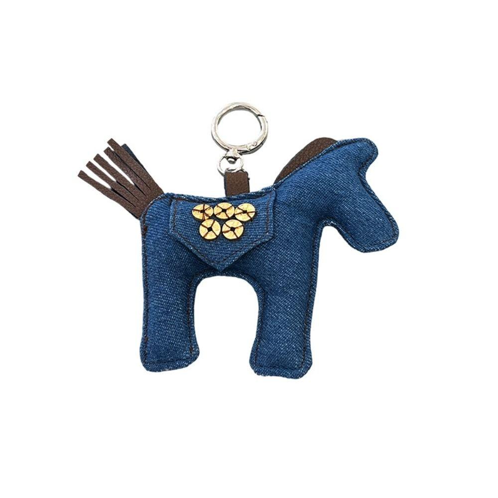 Cute Cloth Pony Pendant Pu Leather Horse Year Key Ring Cartoon Plush Horse Keychain  Hanging