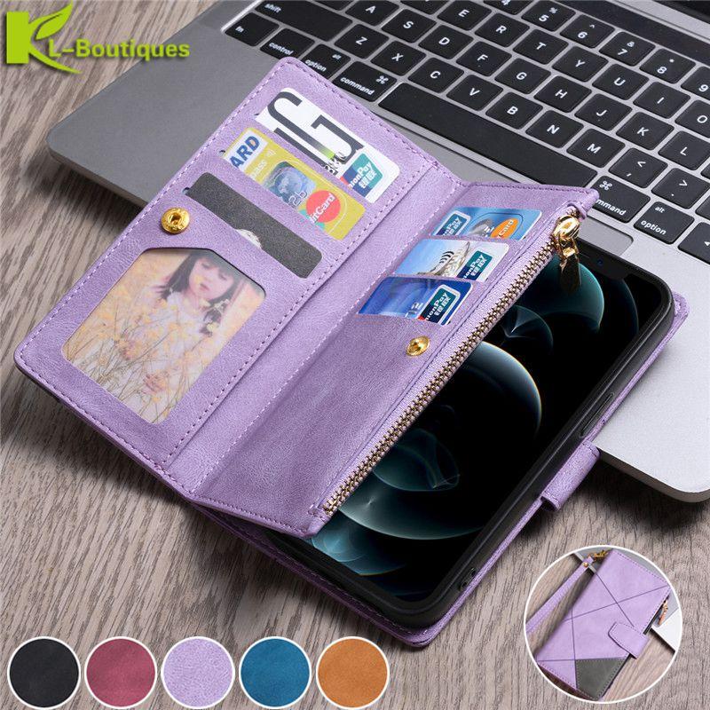 Kožené pouzdro na telefon se zipem pro Samsung Galaxy A12 A52 A72 A22 A32 A51 A71 A42 A21S A30S A11 A31 A41 A50 A10 A20E A70 Kryt peněženky