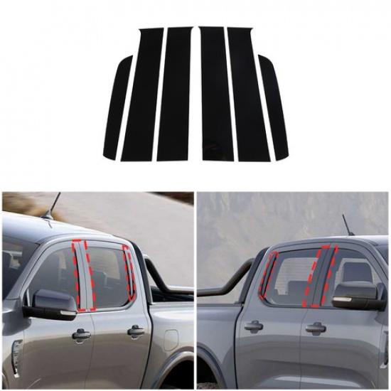 Glossy Black Window Center Pillar Trim Cover For Ford Ranger