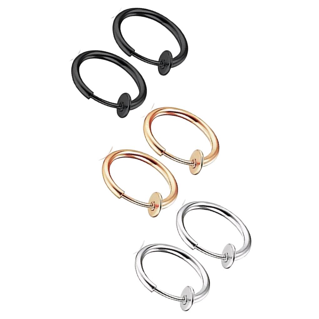 3piece Hypoallergenic Hoop Earrings For Allergy-free Wear Clip On Earrings Clip Earrings Spring Clip
