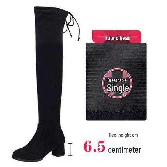 Iarna 2025 Cizme Dama Peste Genunchi cu Toc Gros Elastic
