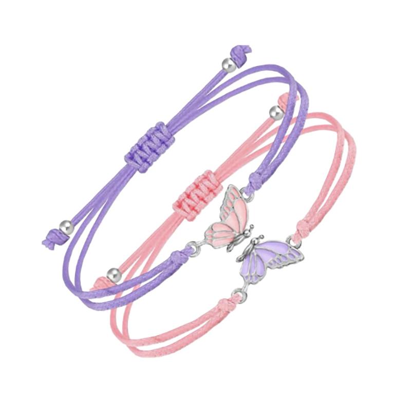 1Pair Butterfly Matching Adjustable Bracelets For Women Men Handmade Woven Friendship Bracelets Jewelry Accessories Gifts
