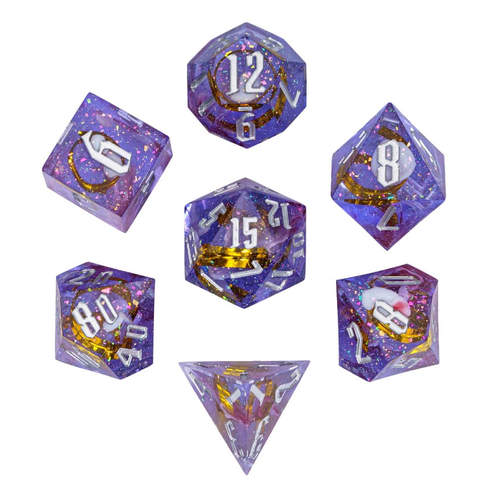 Cusdie Unique DND Dice Sharp Edges D4 D6 D8 D10 D% D12 D20 Polyhedral Dice Set for Dungeons&Dragons Tabletop Role Playing Games
