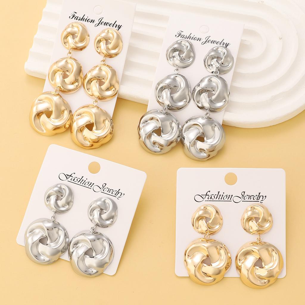 Vintage Exaggerate Twisted Knot Drop Earrings for Women Thick Metal Big Earrings for Women Banquet Party Jewelry Gifts