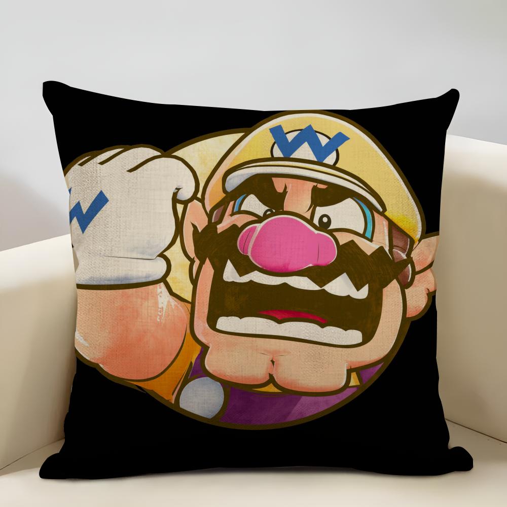 Mario Series Characters Cushion Household Decoration Linen Sofa Cushion Cover: Skin-Friendly & Breathable with Invisible Zipper
