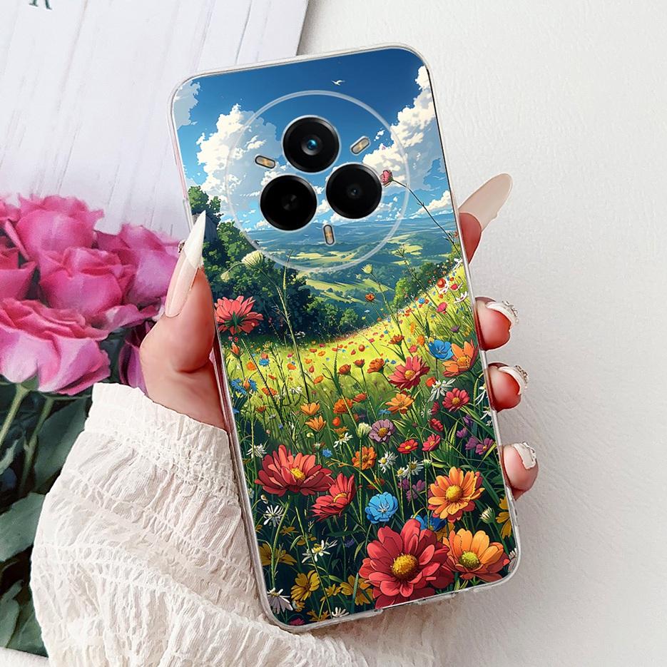 For Realme 14 Pro Plus Case RMX5051 Beautiful Flowers Painted Cover Soft Silicone Case For Realme 14 Pro Realme14 Pro+ 5G Fundas