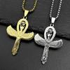 Ägyptisches Auge des Ra Horus Symbol Ankh Kreuz Anhänger Halskette für Frauen Männer Edelstahl Goldfarbe Flügel Skarabäus Kette Schmuck