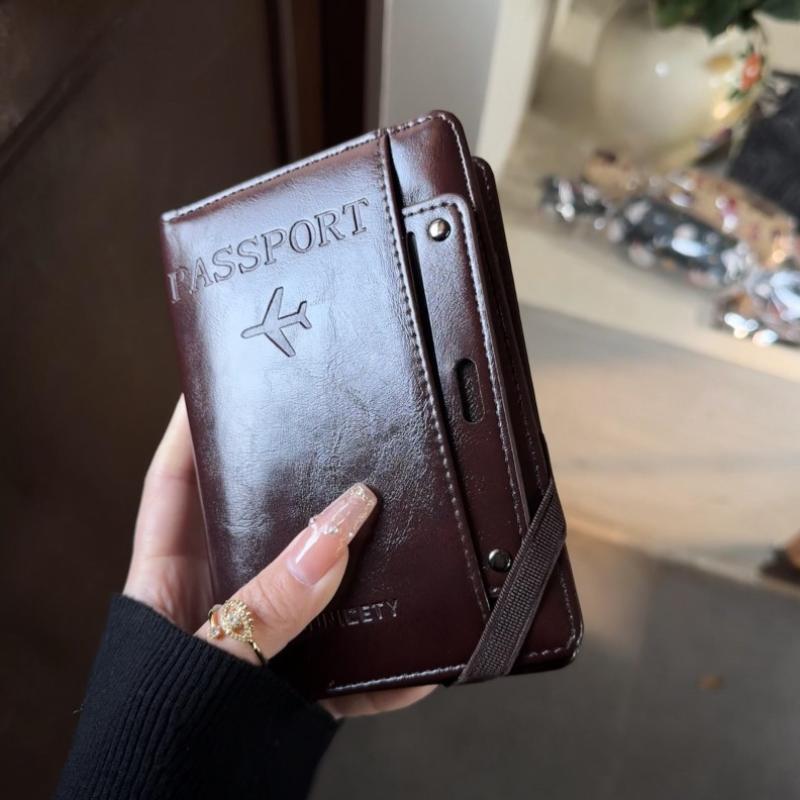 New Retro Leather Card Case Passport Holder Cover Wallet Travel Accessories For Women Men